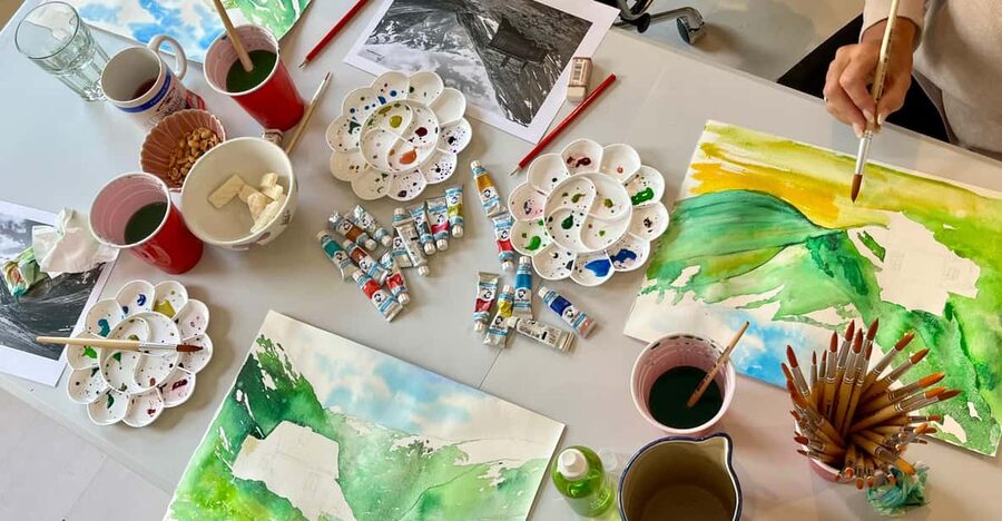 Bergen: paint Norwegian landscape with watercolor - The First Steps: Paper, Brushes, and Pigment