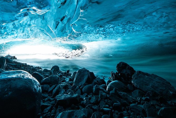 Blue Ice Cave Adventure - Hiking over rough ground to the cave