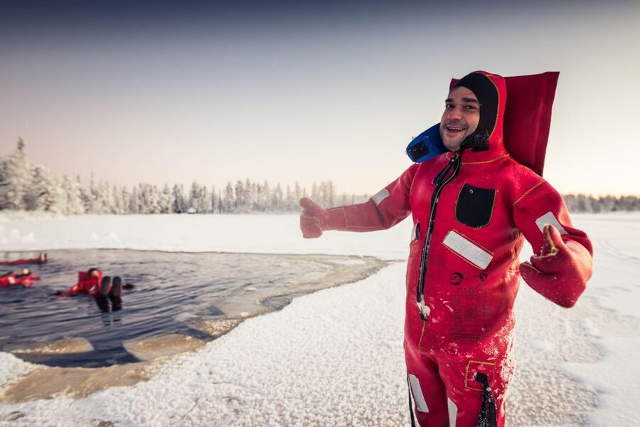 Daytime Ice Floating Rovaniemi, Frozen Lake Experience - Snow, ice, or an open autumn sky