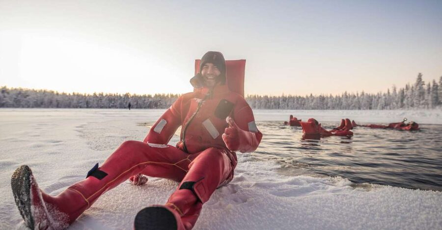 Daytime Ice Floating Rovaniemi, Frozen Lake Experience - Entering the ice and learning to float