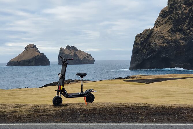 Eyjascooter volcano tour in Westman Island - Riding a Kaabo Wolf Warrior 11 on Heimaey