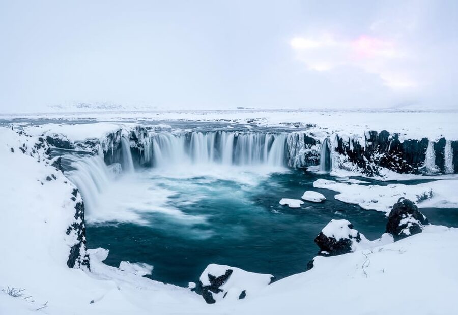 From Akureyri: Goðafoss Waterfall Winter Tour - Leaving Akureyri in a small minibus