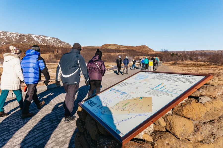 From Reykjavik: Golden Circle and Glacier Snowmobiling - Strokkur at Geysir: watch the ground breathe