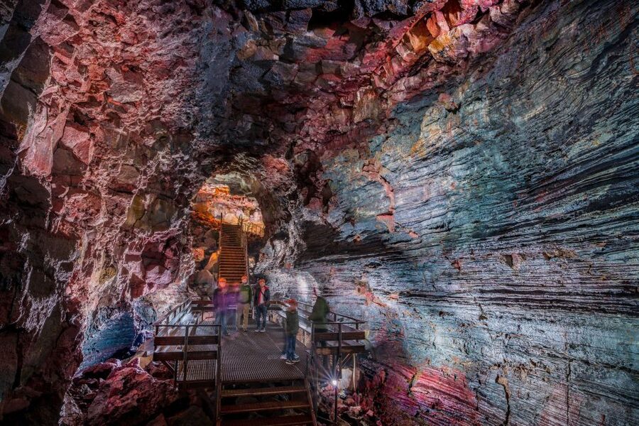 From Reykjavik: Raufarhólshellir Lava Tunnel by Bus - The first section: daylight from collapsed ceilings