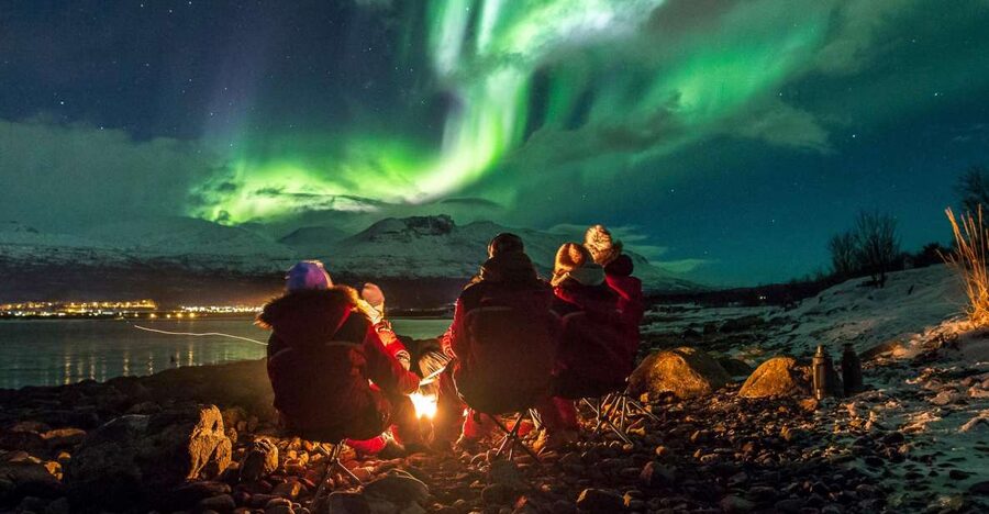 From Tromsø: Northern Lights Tour - The night begins outside Magic Ice Bar Tromsø