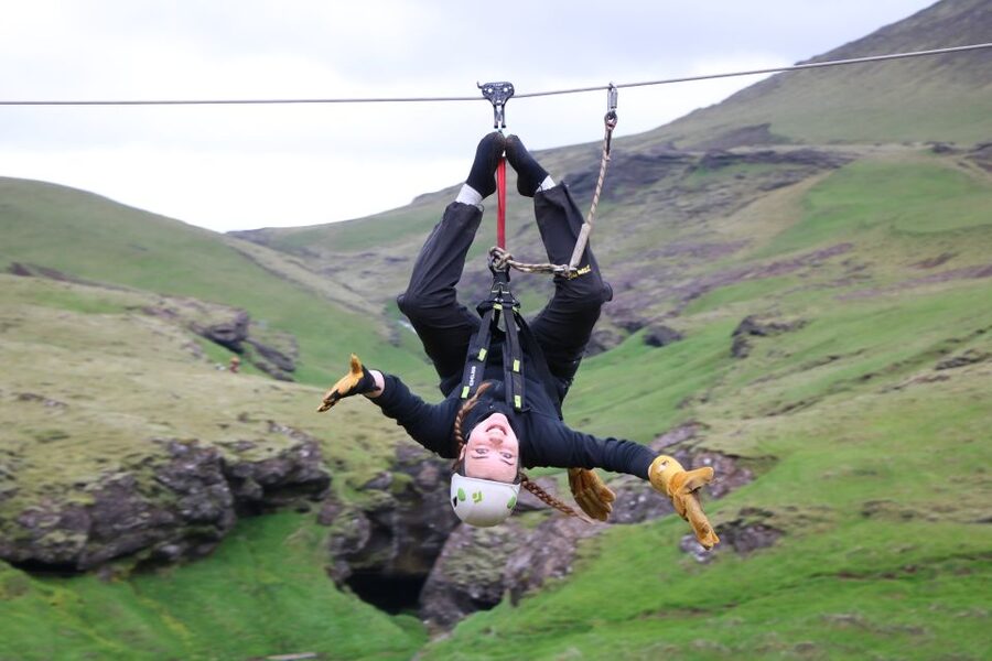From Vík: Zipline and Hiking Adventure Tour - Big Rush and the view toward Hundafoss