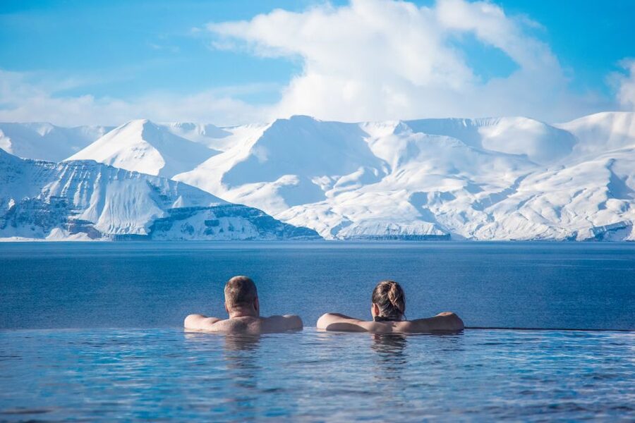 Husavik: GeoSea Geothermal Baths Entrance Ticket - Looking for whales from the pool