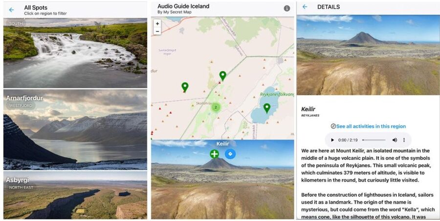 Iceland: Audioguide, Interactive map 200 spots ++ - Using the map on the road