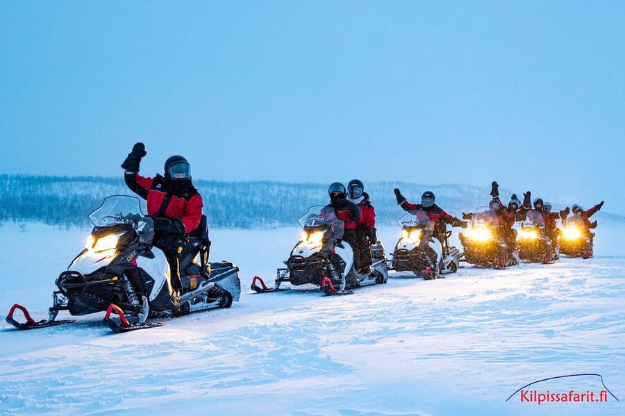 Kilpisjärvi: Border of Three Countries Snowmobile Safari - Crossing frozen Lake Kilpisjärvi