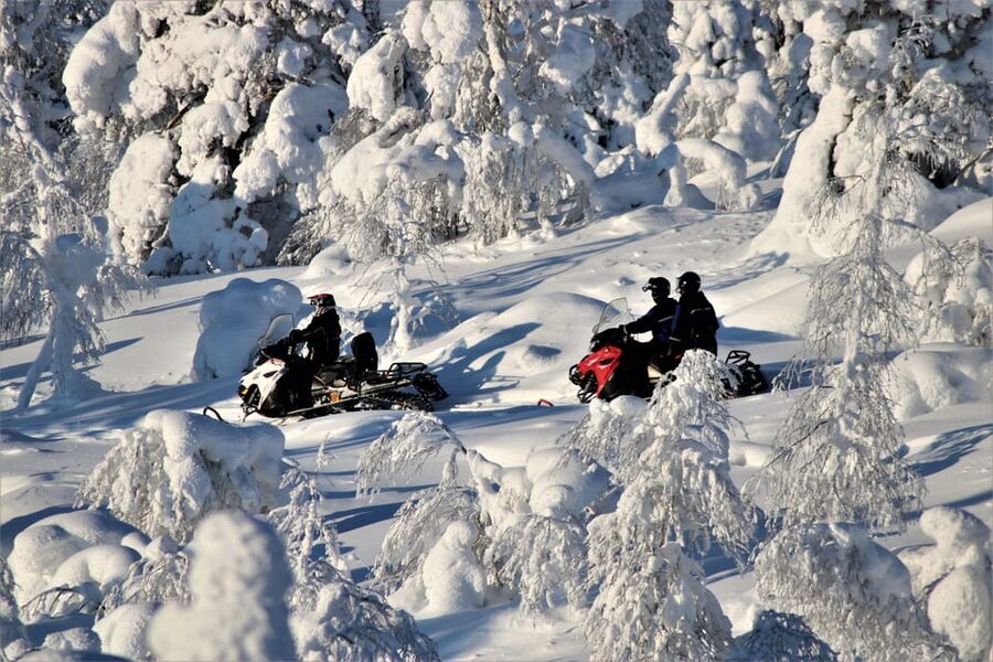 Levi: Easy Snowmobile Safari into the Nature - Following the maintained tracks