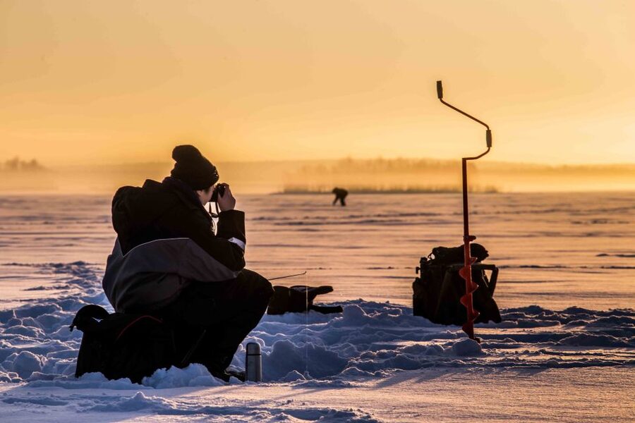 Levi: Ice Fishing on a Frozen Lake - Walking onto Levi’s frozen lake