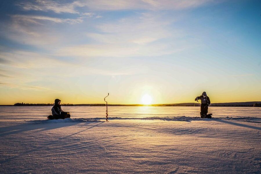 Levi: Ice Fishing on a Frozen Lake - Searching for fish under a meter of ice