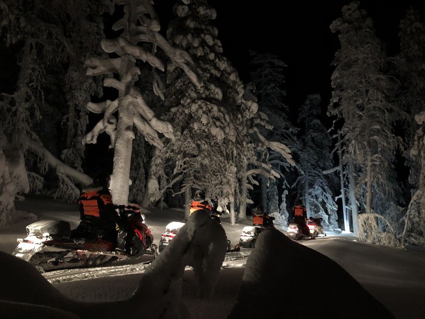 Levi: Northern Lights Snowmobile Tour with Snacks and Drinks - Riding into Lapland after dark