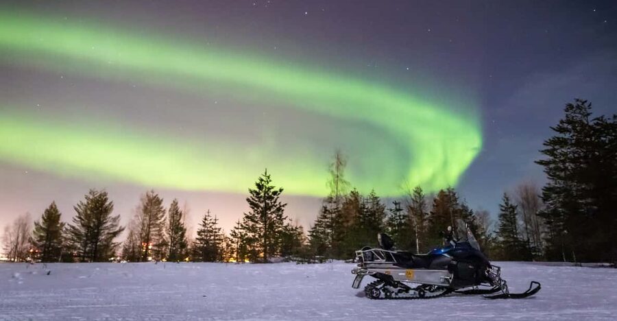 Levi: Snowmobile Northern Lights Hunting Trip - The route through the snowy forests
