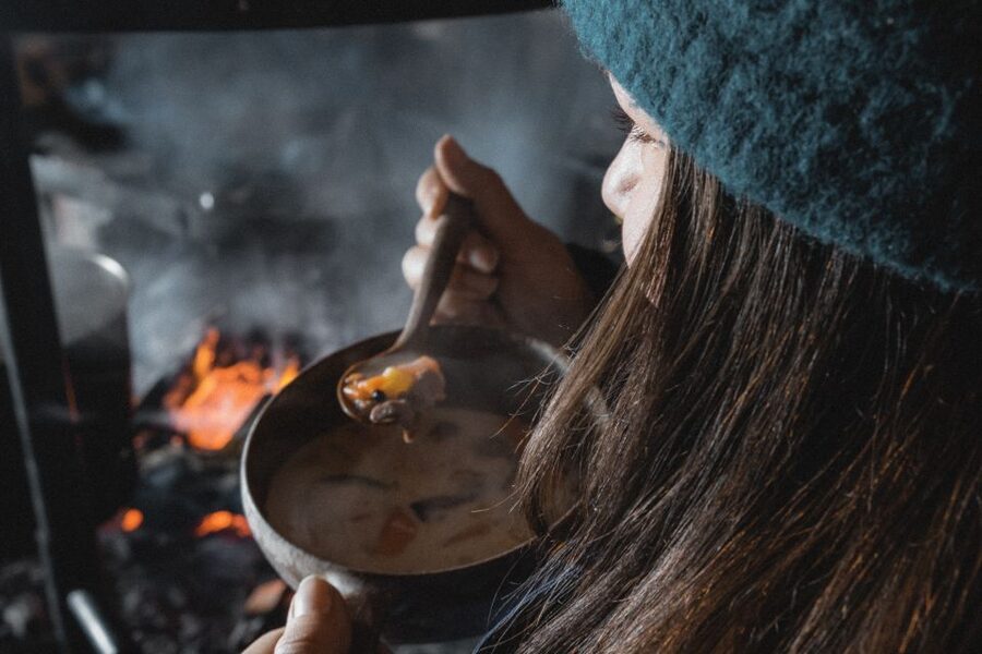 Levi: Snowmobile Safari with Ice Fishing and Outdoor Lunch - Soup, hot drinks, and the Sami kota