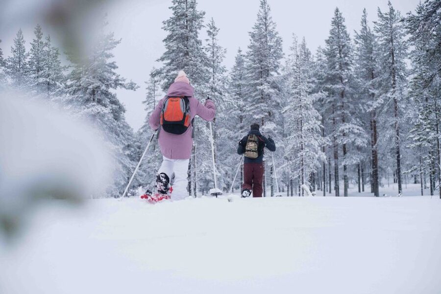 Levi: Snowshoe Adventure in the Wilderness - Campfire snacks and hot drinks in the snow