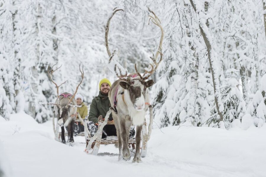 Levi: Winter Highlights Tour with Snowmobiling - Sharing a snowmobile across the snowy trails