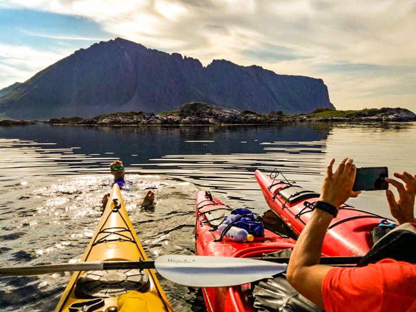 Lofoten: Full Day Combo tour, (kayaking and rappelling) - A secret landing place and a practical outdoor lunch