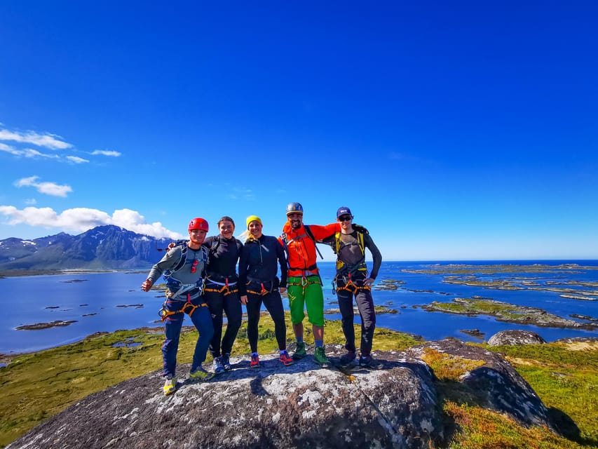 Lofoten: Full Day Combo tour, (kayaking and rappelling) - The short mountain hike and the view above the coast