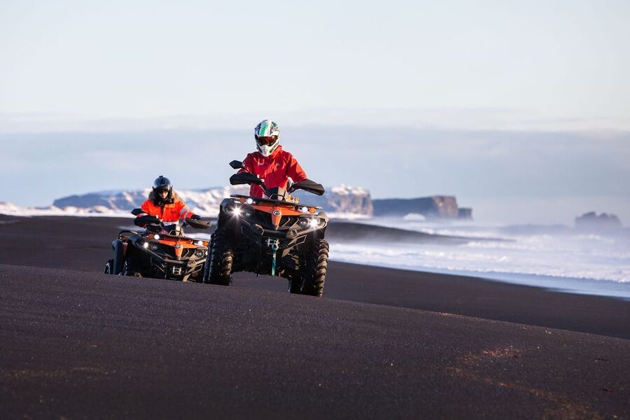 Mýrdalsjökull: South Coast ATV Quad Bike Safari - Crossing the black sands of Sólheimasandur