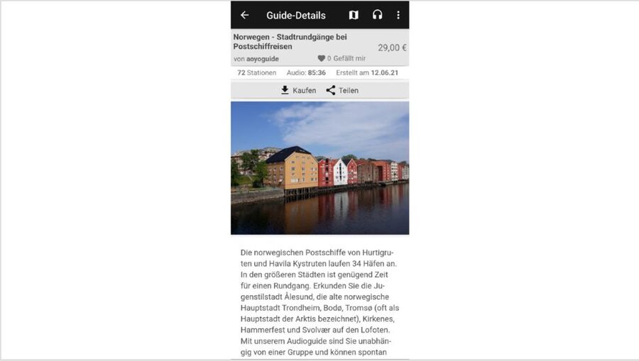 Norwegian Coastal Cities: Smartphone Audio Guide App - How the app works during a port call
