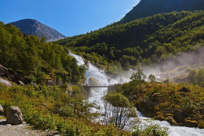 Olden Shore Excursion: the Amazing Briksdal Glacier - Waterfalls, river spray, and the final glacier lake