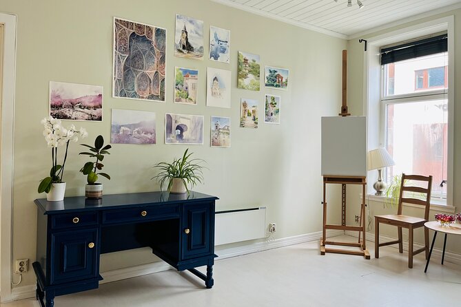 Paint Norwegian landscape with watercolor in Bergen - The price and what you receive