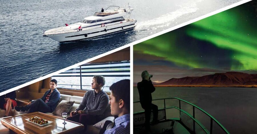 Reykjavik: Northern Lights Motor Yacht Cruise - Leaving Reykjavik Old Harbor after dark