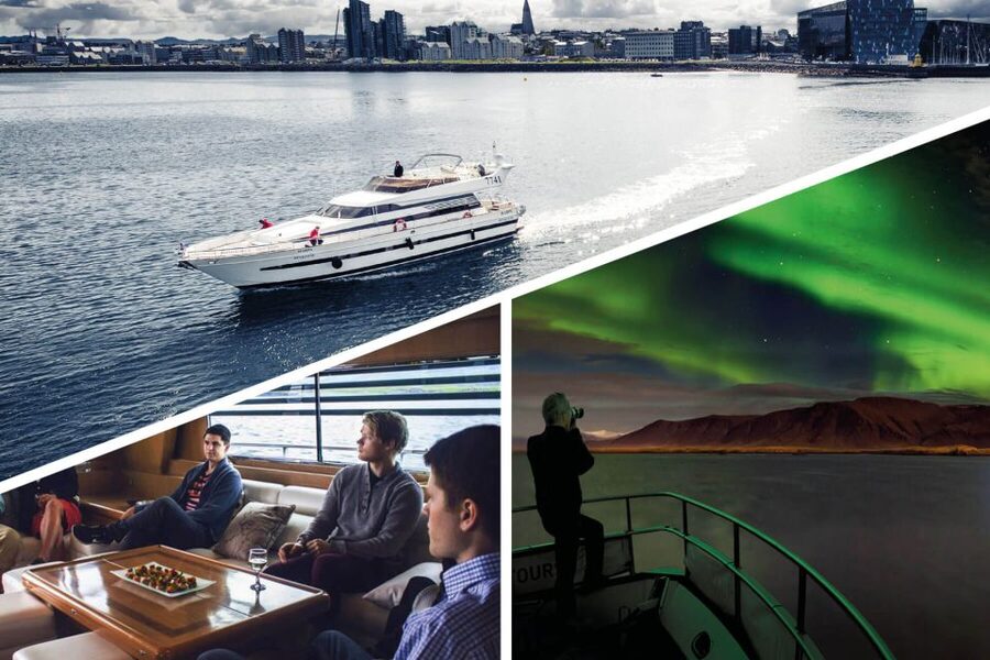 Reykjavik: Northern Lights Motor Yacht Cruise - Reykjavik landmarks from the water