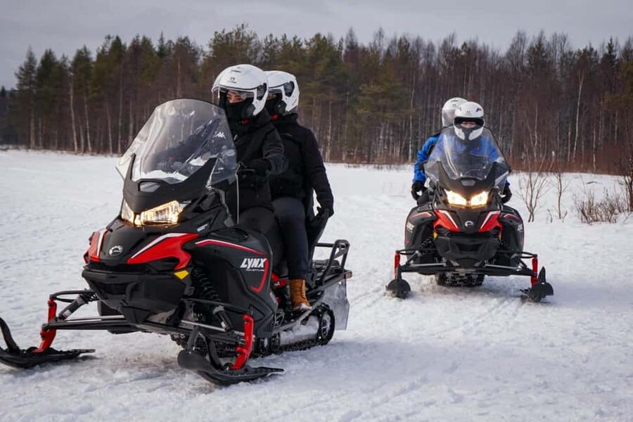 Rovaniemi: Guided Wilderness Snowmobile Safari & Barbeque - The fire stop: sausages, hot chocolate, and a small hut