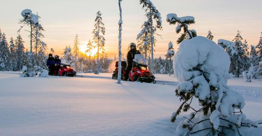 Rovaniemi: Snowmobile Safari to a Reindeer Farm - From Rovaniemi streets to snowy forest