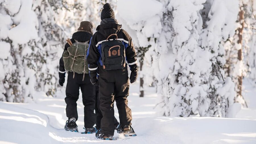 Snowshoeing in the Arctic Wilderness - Reindeer burgers beside the open fire