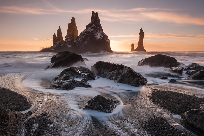 South Coast, Waterfalls and Vík village from Reykjavik - Reynisfjara: black sand, basalt, and a rough Atlantic
