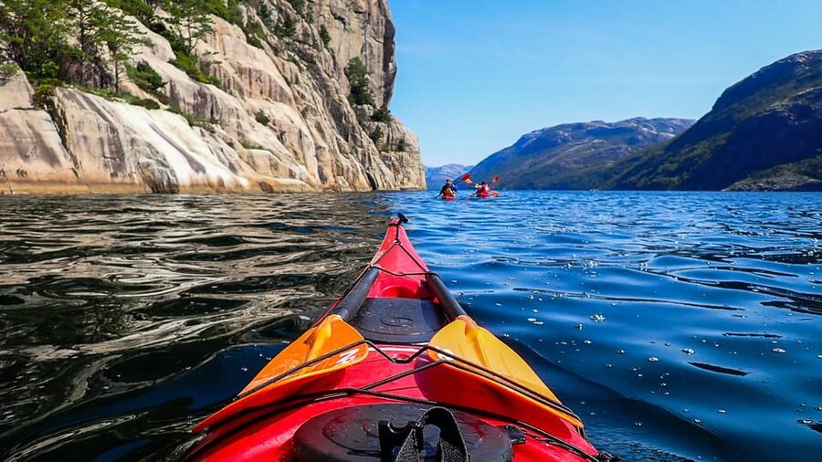 Stavanger: Lysefjord Kayak Safari (Waterfalls & Pulpit Rock) - Paddling beneath Pulpit Rock