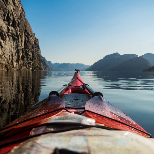 Stavanger: Lysefjord Kayak Safari (Waterfalls & Pulpit Rock) - Learning to paddle before the cliffs rise