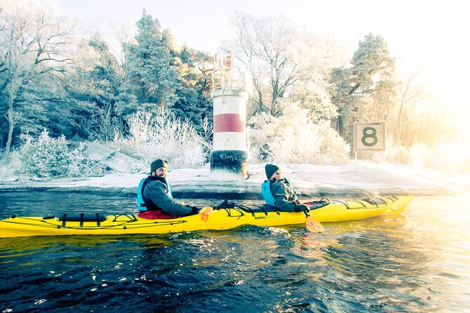 Stockholm: Winter Kayaking, Swedish Fika and hot Sauna Experience - A small group and calm instruction