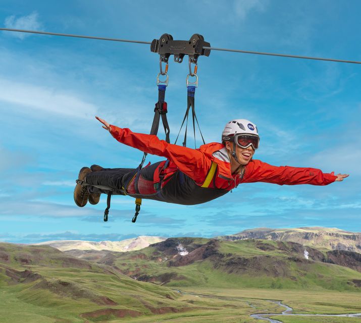 The Falcon : Superman ride with Mega Zipline Iceland - Walking 500 metres into the Black Canyon