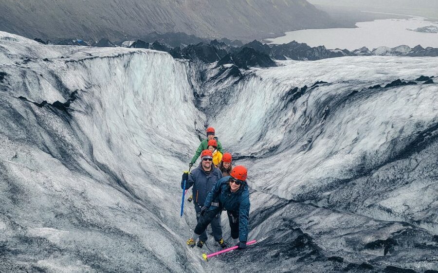 Vik: Guided Glacier Hike on Sólheimajökull - Getting fitted with crampons and an ice ax
